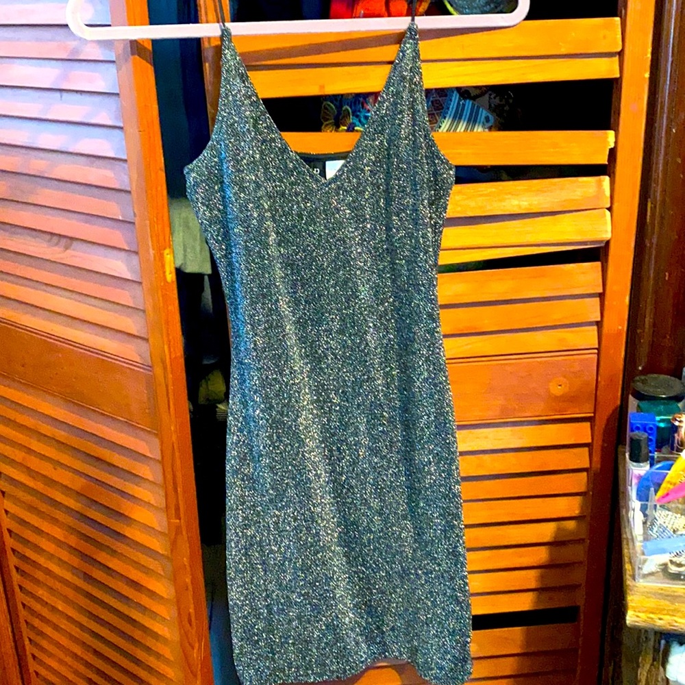 Black Gray Sparkly Mini Dress